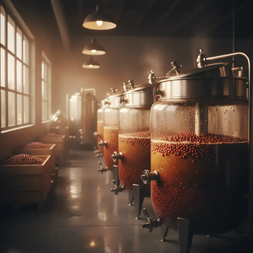 Coffee cherries undergoing anaerobic fermentation